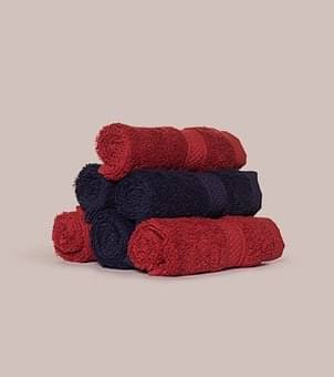 Wakefit Terry Premium Face Towel Set of 6 (100% cotton, 500 GSM, Chilli Pepper & Navy Blue)