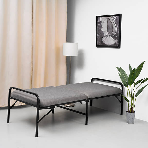 Metal Folding Bed Single Size with High Resilience Foam Mattress - Easy to Store and Comfortable for Guests
