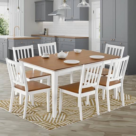 Wakefit Muscade 6-seater solid wood dining set with golden oak finish