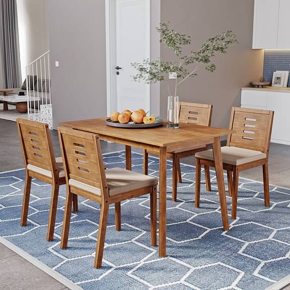 Wakefit Zufa 4-seater solid wood dining set