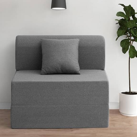 Wakefit Flipper Sofa Cum Bed - One Seater (6'x2.5') Feet- WarpKnit Grey