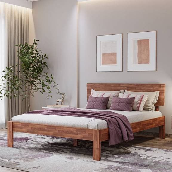 Wakefit Ara Queen Teak Bed Without Storage