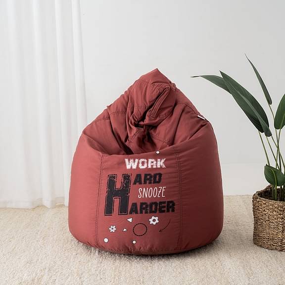 Wakefit Canvas BeanBag Cover - Work Hard - Snooze Harder, XXL (Beans not Included)
