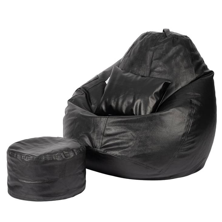 Buy Leatherette Bean Bag Cover 4XL with Footrest and Cushion