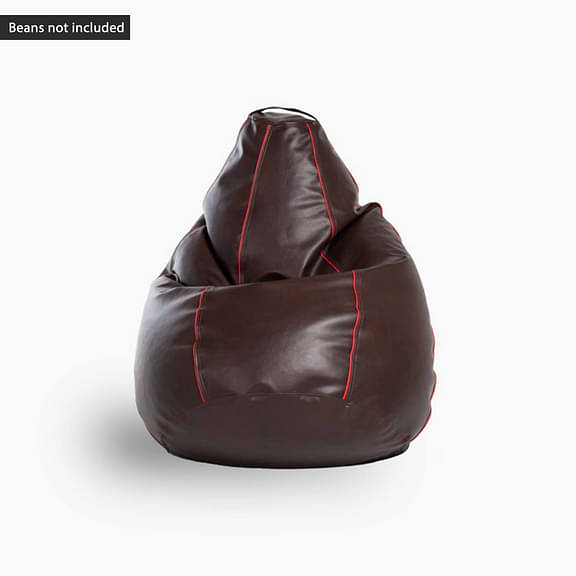 Wakefit Premium Leatherette BeanBag Cover, XXXL (Beans not Included) (Dark Fantasy With Red Piping)