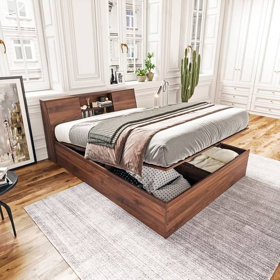 Wakefit Orion Queen Storage Engineered Wood Bed with Hydraulic mechanism