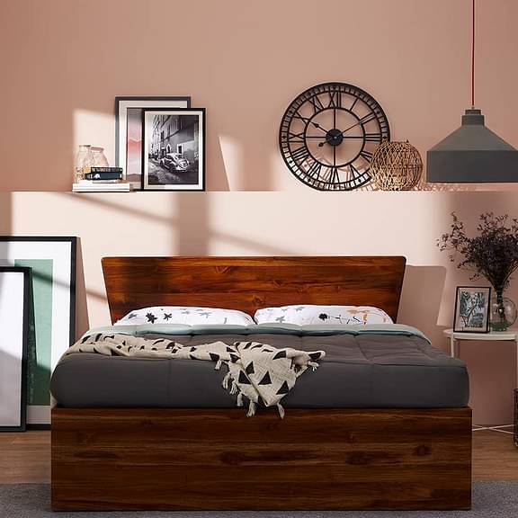 Wakefit Ara Teak Wood Bed With Storage