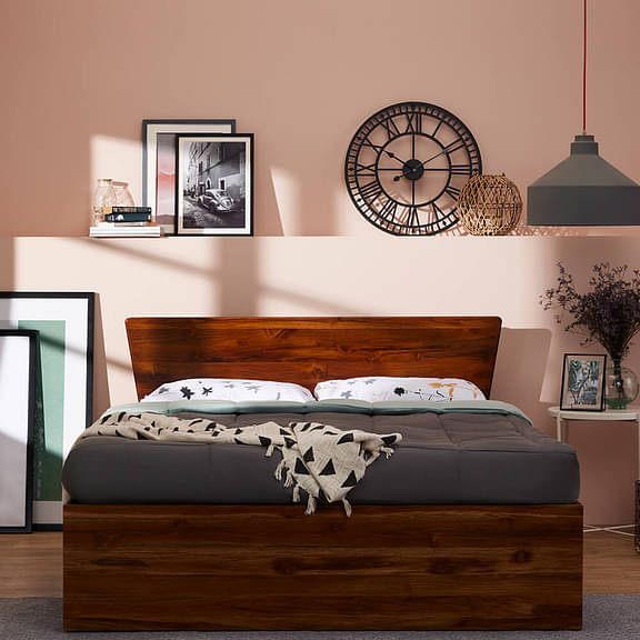 Wakefit Ara Queen Teak Bed with Storage