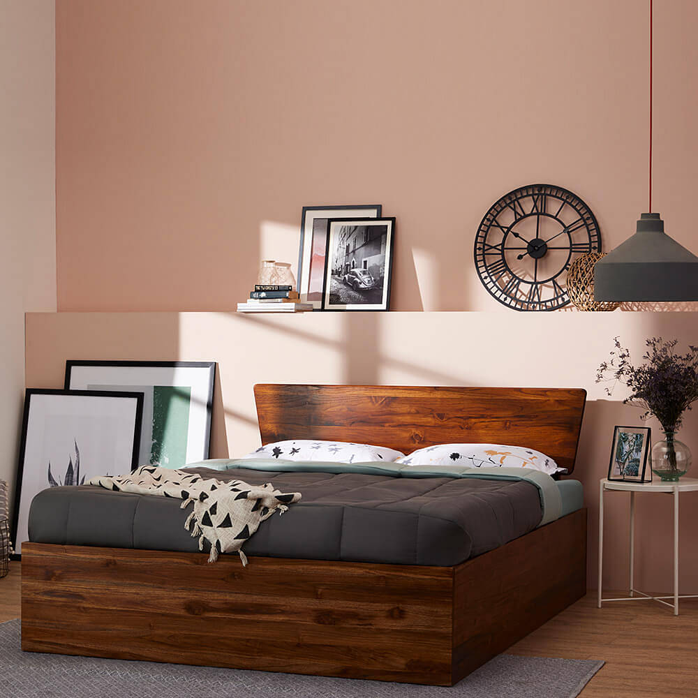 wakefit ara teak wood bed with storage