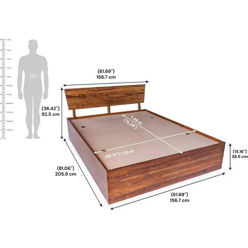 wakefit ara teak wood bed with storage