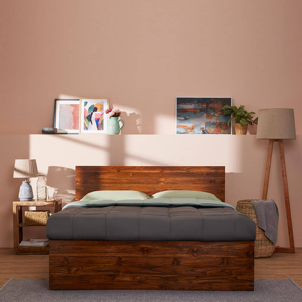 wood on bed