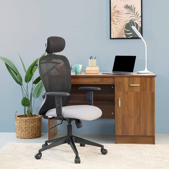 Wakefit Safari High Back Nylon Base Office Chair (Black & Grey) & DIY(Do-It-Yourself)