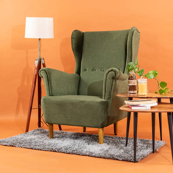 Wakefit Nicco Wing Chair - Reflection Green