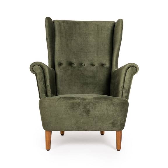 Wakefit Nicco Wing Chair + Ottoman - Reflection Green