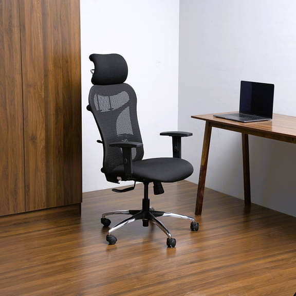 Wakefit Airavat High Back Chrome Base Office Chair (Black) & DIY (Do-It-Yourself)