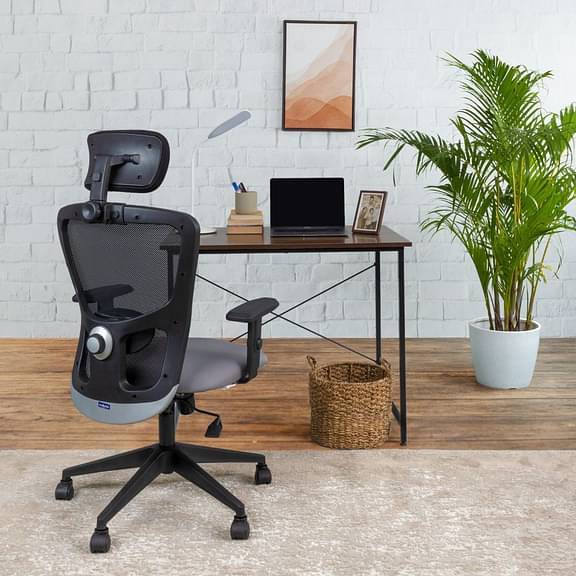 Wakefit Albus High Back Nylon Base Office Chair (Black & Grey)