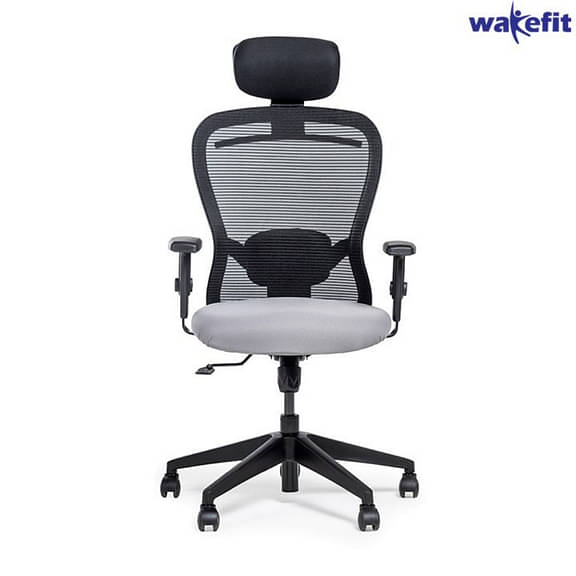Wakefit Safari High Back Nylon Base Office Chair (Black & Grey)
