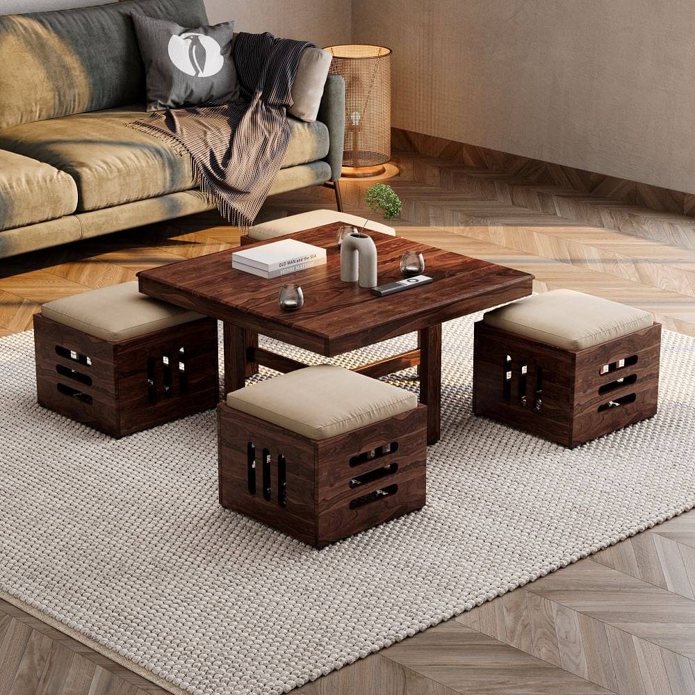 Coffee table best sale with stools