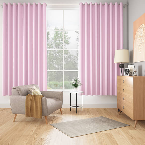 Wakefit Blackout Solid Door Curtains - 7 feet, Joranda - Pink, Set of 2