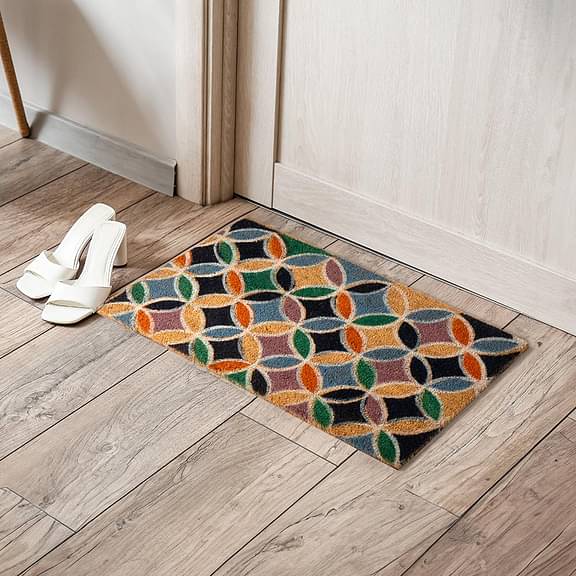 Wakefit Botto Printed Multi Colour Rectangular Coir Doormat With Heavy Duty PVC Backing (45x75x1.5cms)