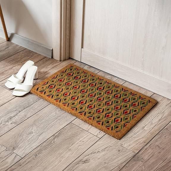 Wakefit Regal Printed Multi Colour Rectangular Coir Doormat With Heavy Duty PVC Backing (45x75x1.5cms)