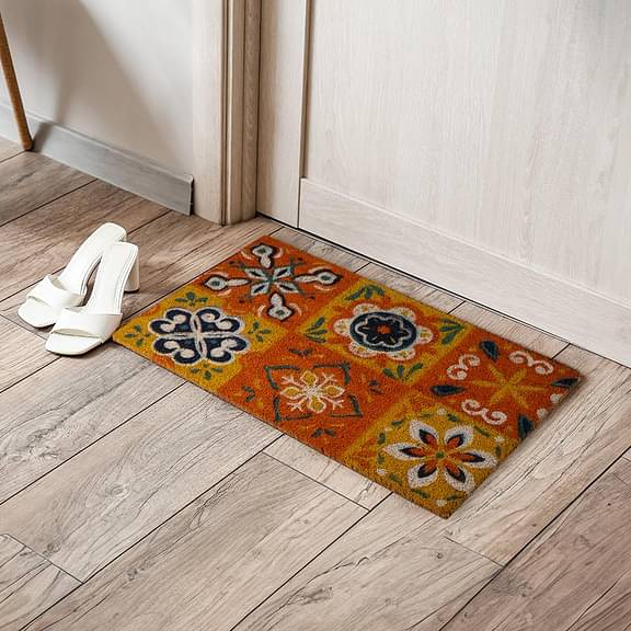 Wakefit Swagat Printed Multi Colour Rectangular Coir Doormat With Heavy Duty PVC Backing (45x75x1.5cms)