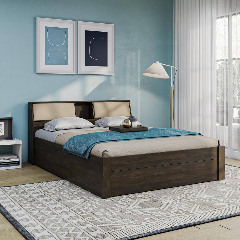 Buy Solid Wood Bed With Storage Alphard Online At Best Price In India ...