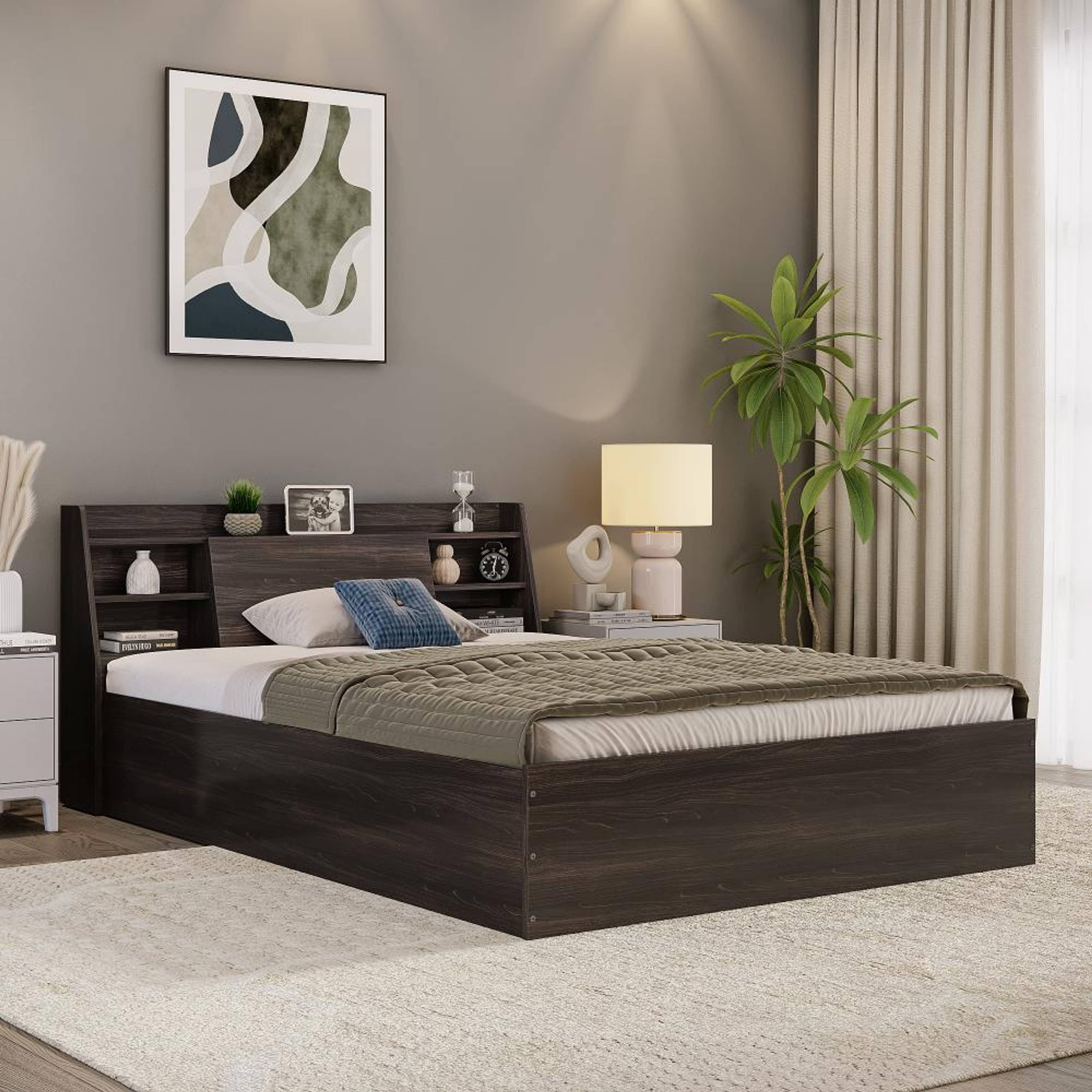 Leo Queen Storage Engineered Wood Bed - Wyoming maple