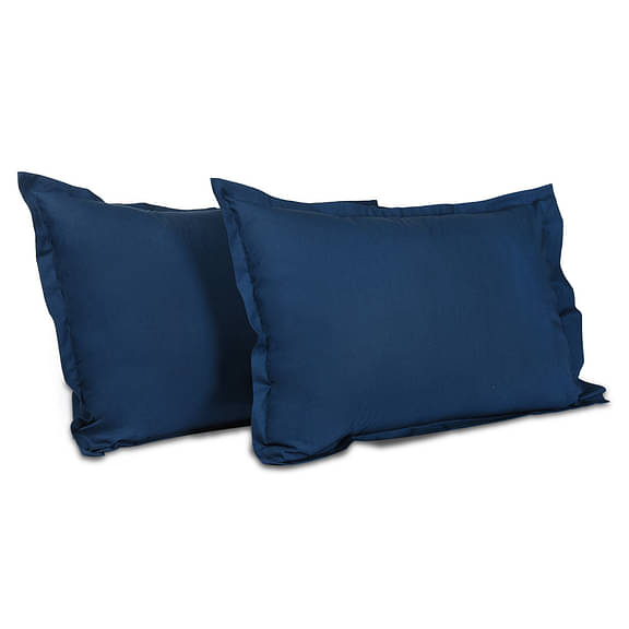 Wakefit 100% Cotton 200 TC Pillow Cover, Standard - 18 x 27 inches, Navy Blue, Set of 2