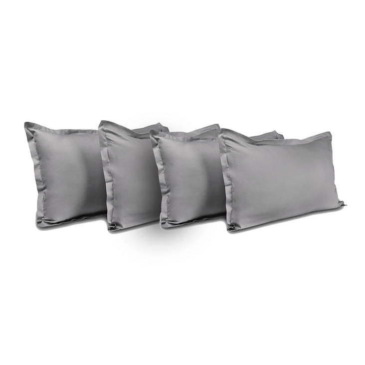 Wakefit 100% Cotton 144 TC Pillow Cover, Standard, Grey, Set of 4