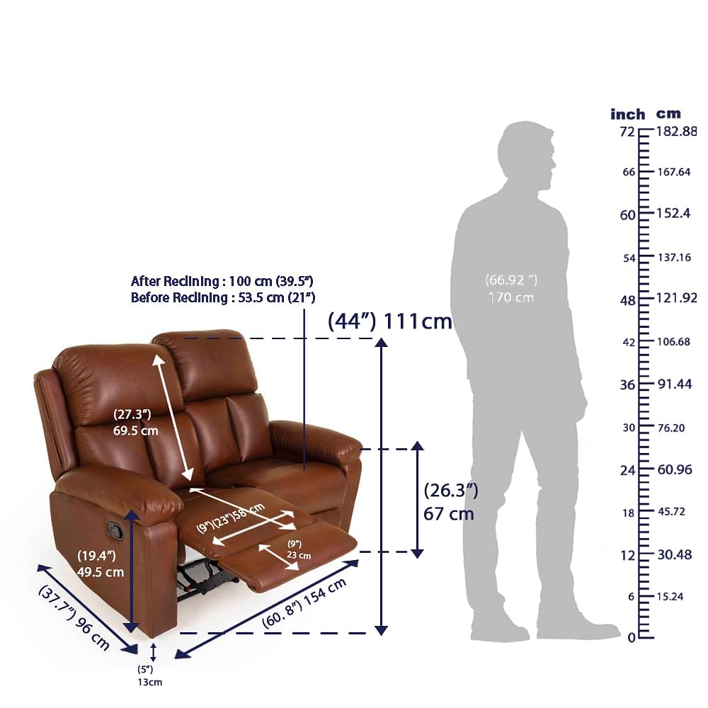 Recliner discount sofa size