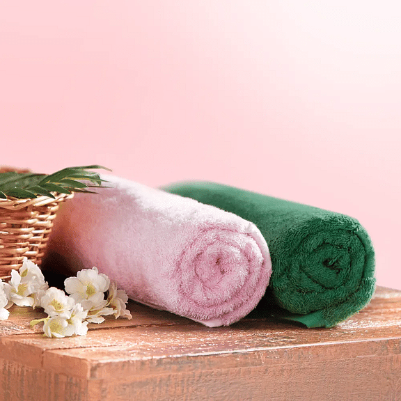 Wakefit 500 GSM terry 100% cotton Large Bath towel 75 x 150 cms, Set of 2 (Baby Pink, Lush Green)
