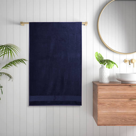 Wakefit Terry Premium Bath Towel (100% cotton, 500 GSM, Navy Blue)